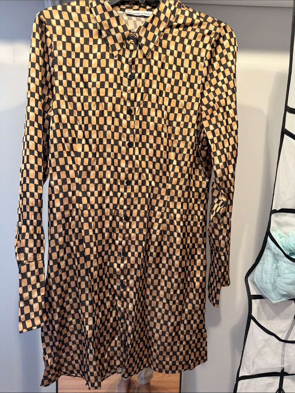 Abercrombie & Fitch Black and Tan Checker Mini Dress